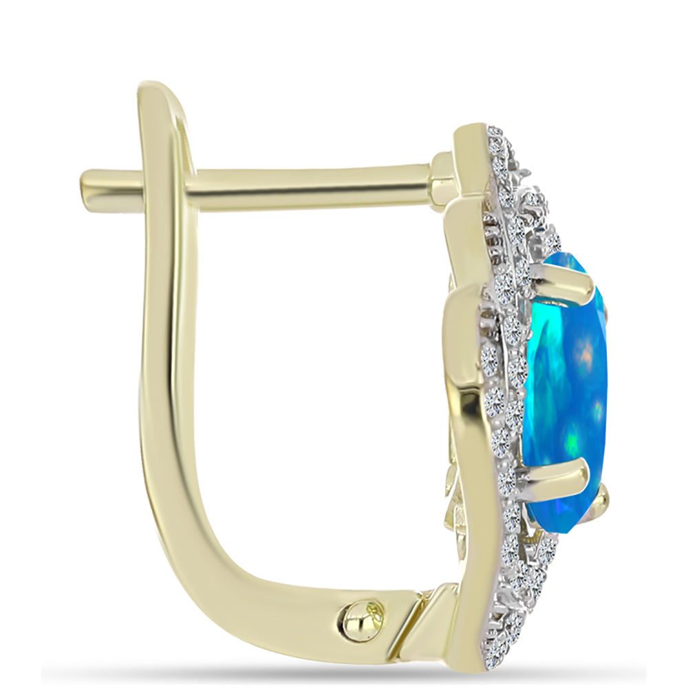 Pendientes de Plata Bañada en Oro con Ópalo Paraíso de Etiopia y Topacio Blanco 2 
