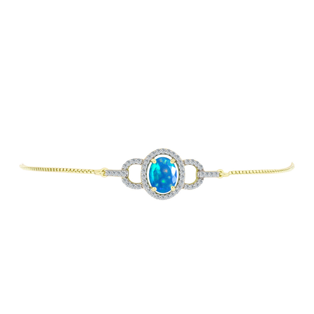 Pulsera de Plata Bañada en Oro con Ópalo Paraíso de Etiopia y Topacio Blanco 2 