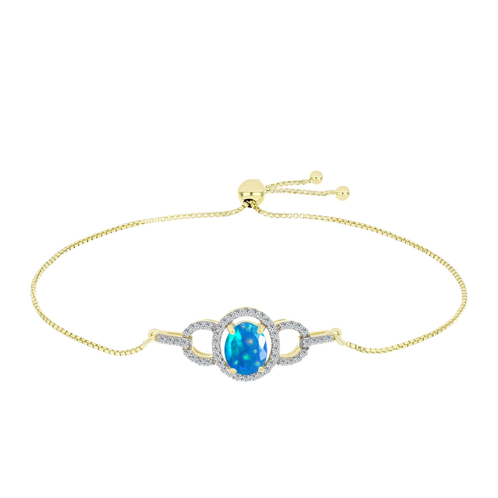 Pulsera de Plata Bañada en Oro con Ópalo Paraíso de Etiopia y Topacio Blanco