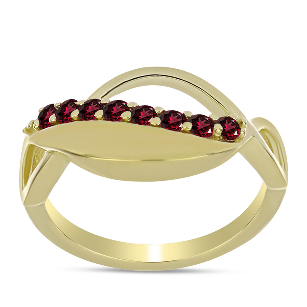 Anillo de Plata Bañada en Oro con Granate Rodolita 3 