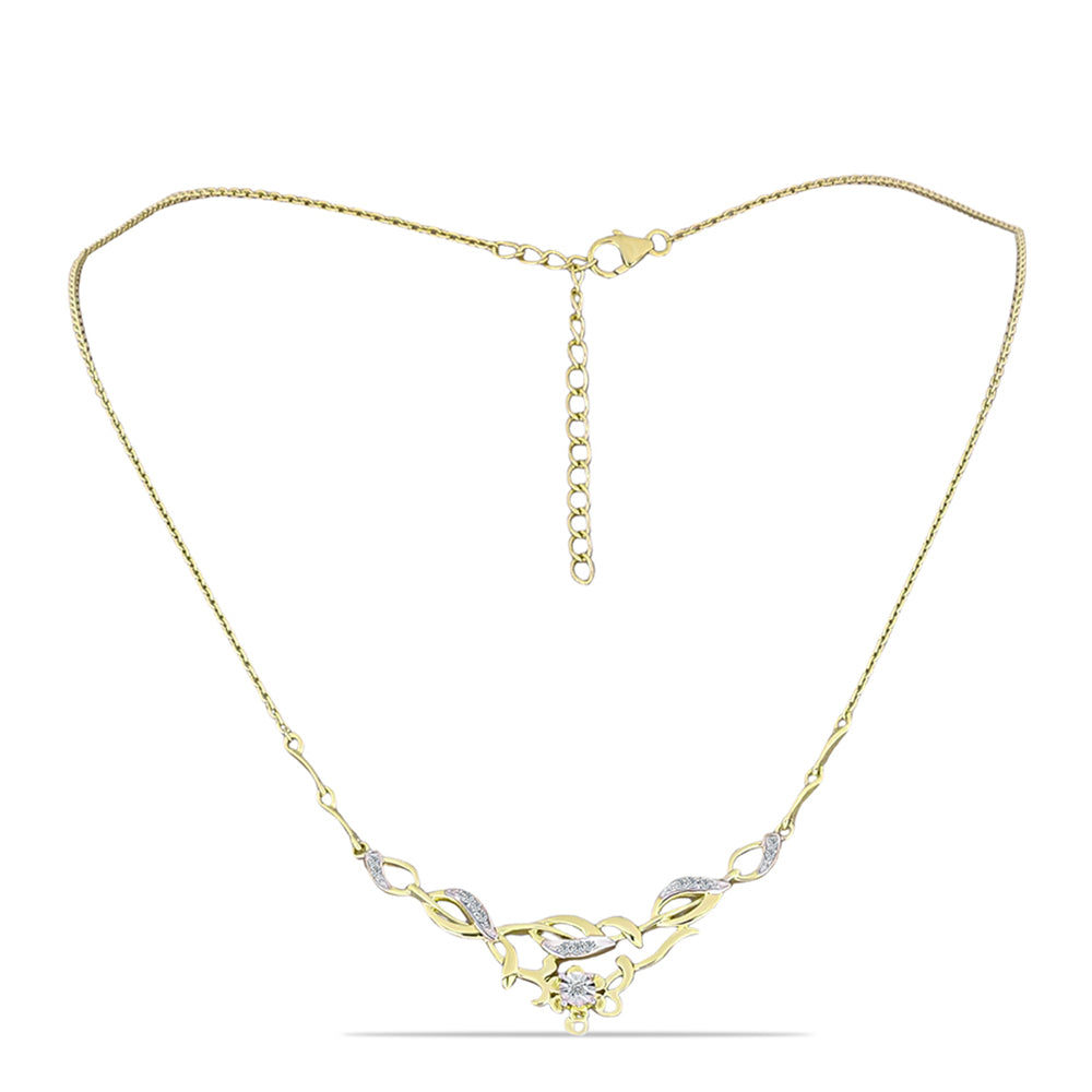 Collar de Plata Bañada en Oro con Diamante blanco y Topacio Blanco 1 