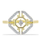 Anillo de Plata Bañada en Oro con Diamante blanco y Topacio Blanco