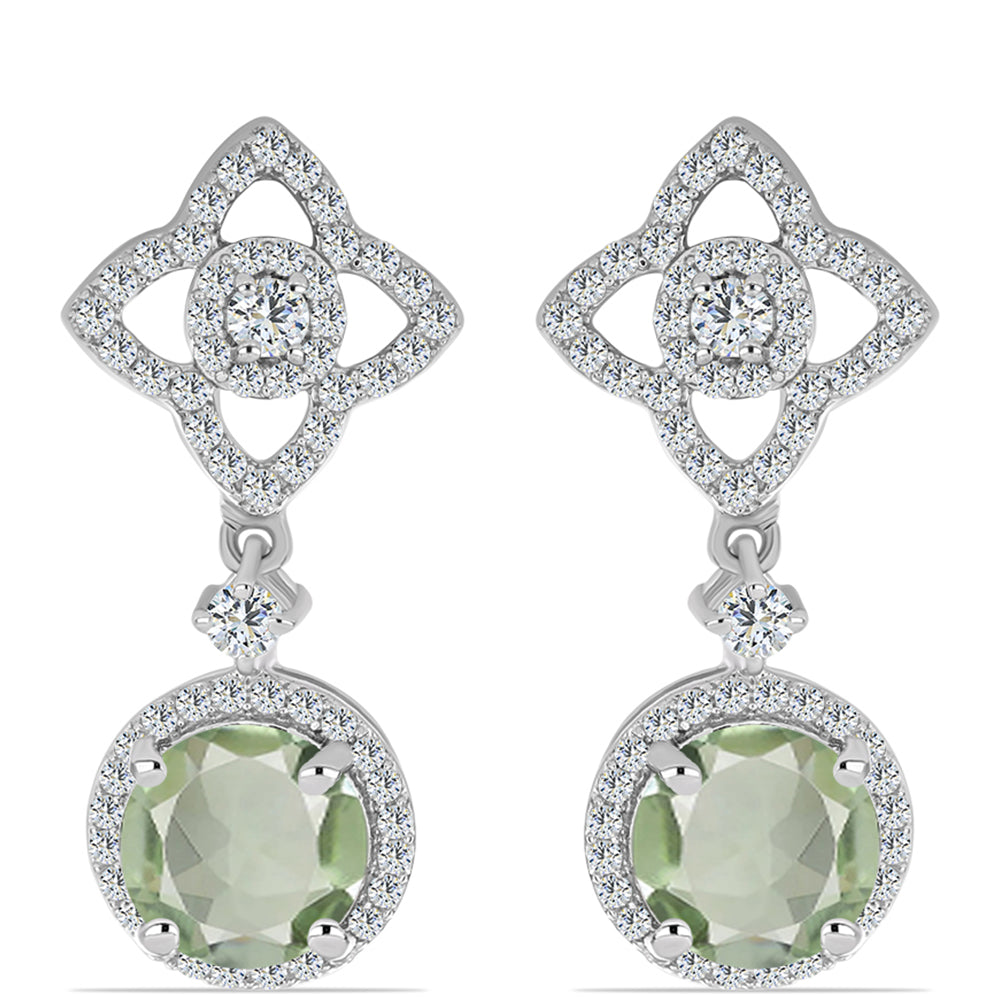 Pendientes de Plata con Amatista Verde y Topacio Blanco 1 