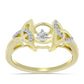 Anillo de Plata Bañada en Oro con Diamante blanco y Topacio Blanco