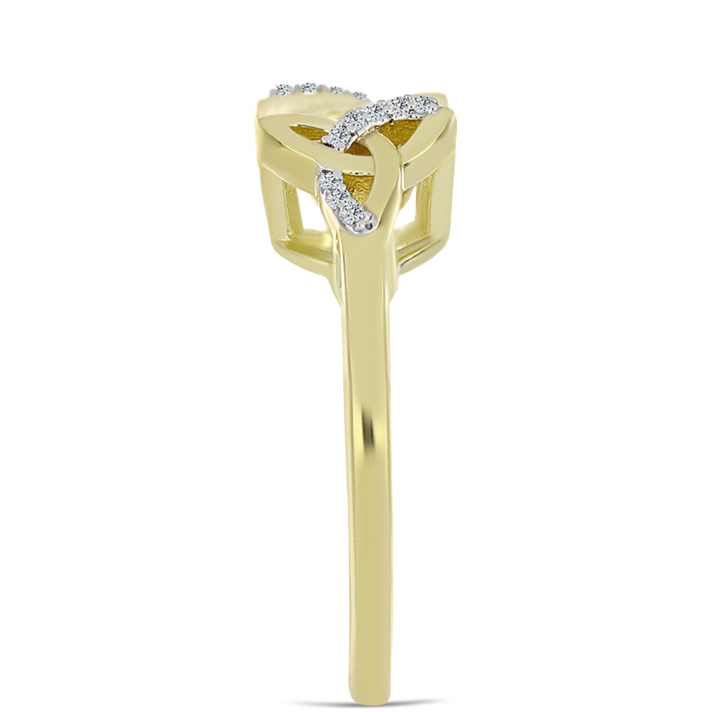 Anillo de Plata Bañada en Oro con Diamante blanco y Topacio Blanco