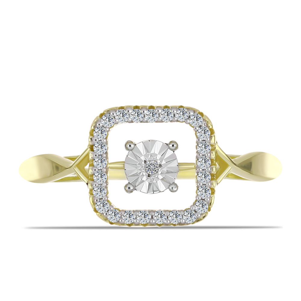 Anillo de Plata Bañada en Oro con Diamante blanco y Topacio Blanco 1 