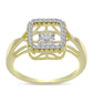 Anillo de Plata Bañada en Oro con Diamante blanco y Topacio Blanco
