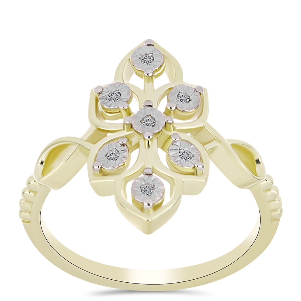 Anillo de Plata Bañada en Oro con Diamante blanco 3 