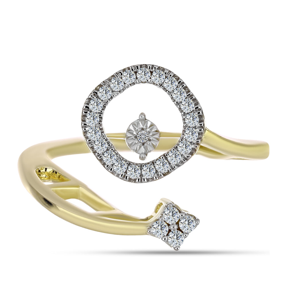 Anillo de Plata Bañada en Oro con Diamante blanco y Topacio Blanco 1 