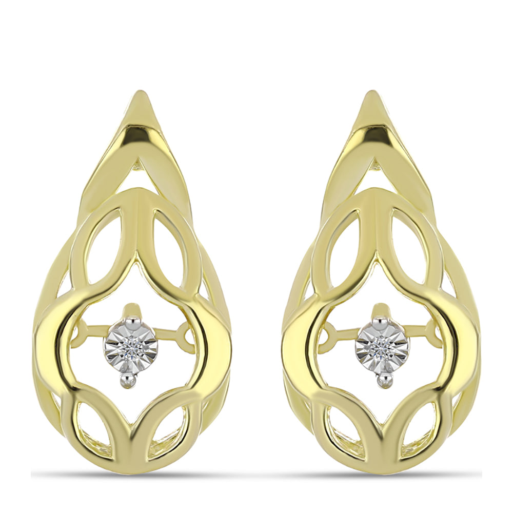 Pendientes de Plata Bañada en Oro con Diamante blanco 1 