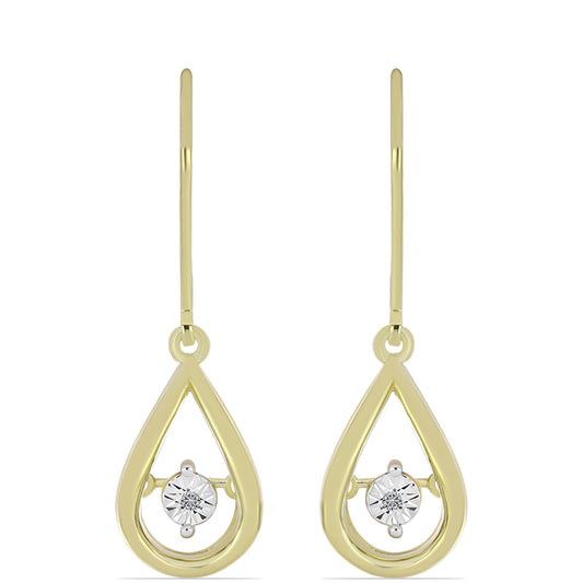 Pendientes de Plata Bañada en Oro con Diamante blanco