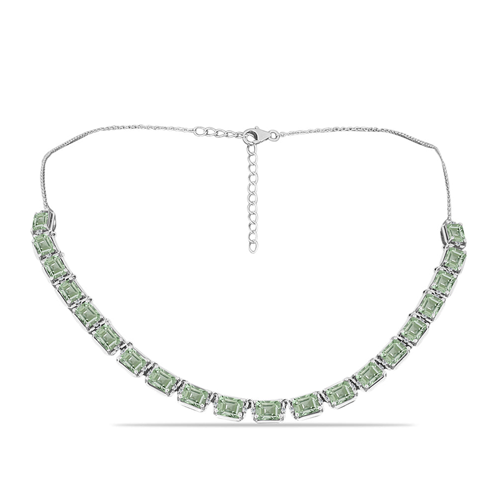 Collar de Plata con Amatista Verde y Topacio Blanco 1 