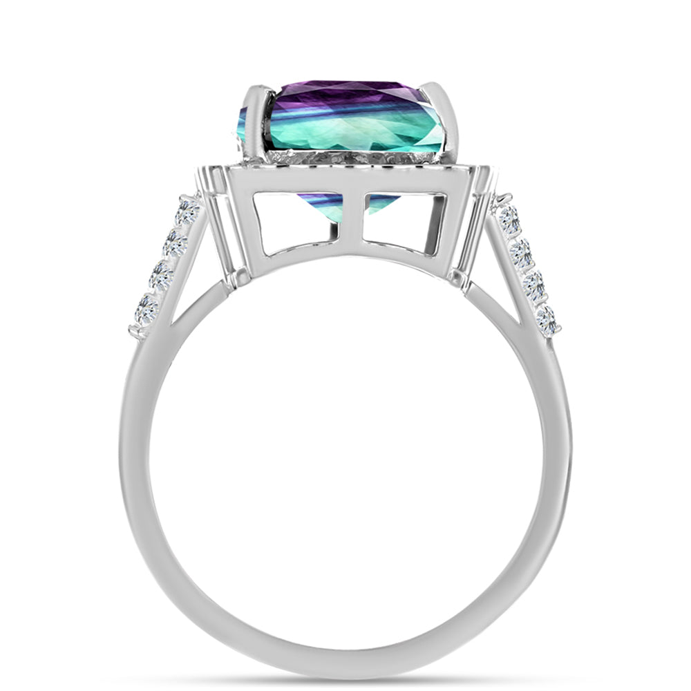 Anillo de Plata con Fluorita cebra y Topacio Blanco 2 