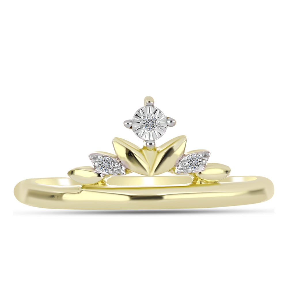 Anillo de Plata Bañada en Oro con Diamante blanco 1 