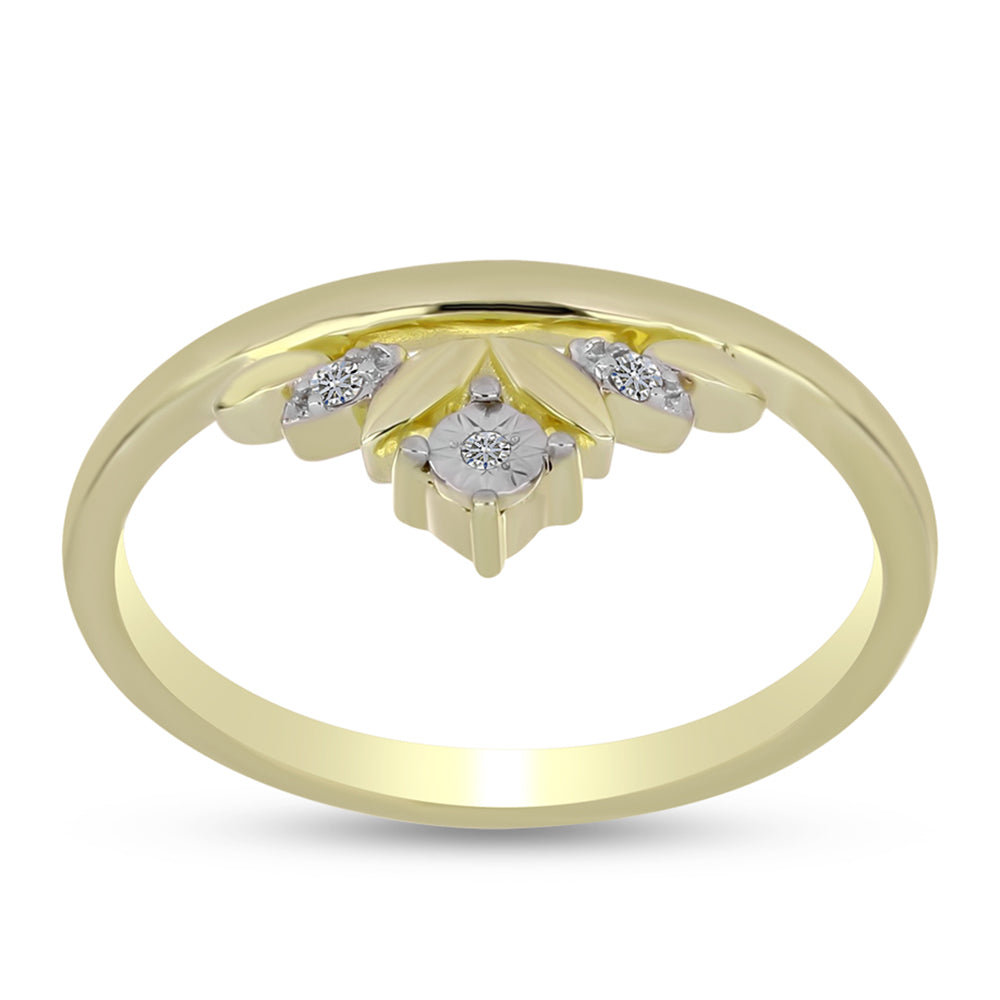 Anillo de Plata Bañada en Oro con Diamante blanco 3 