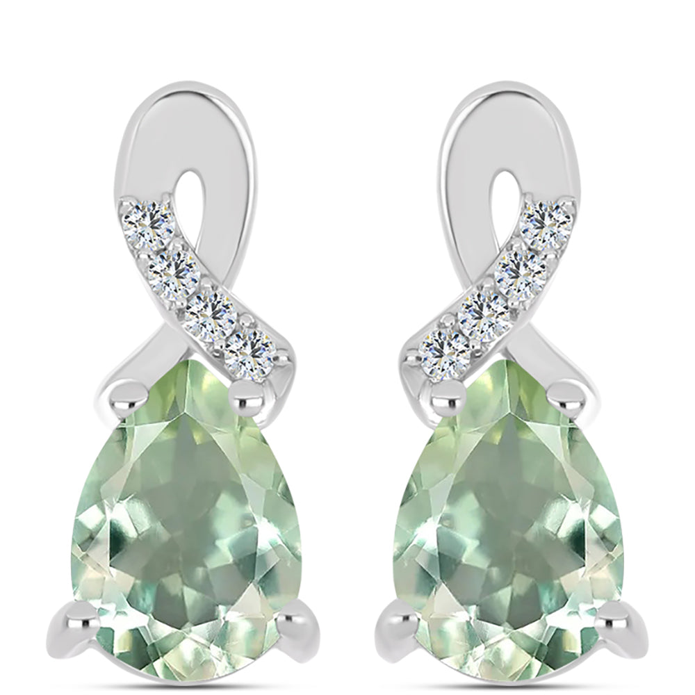 Pendientes de Plata con Amatista Verde y Topacio Blanco 1 