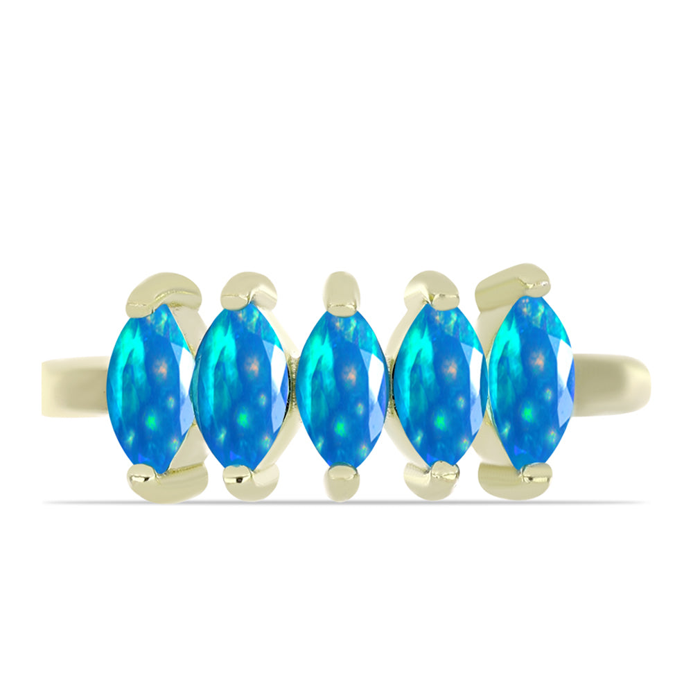 Anillo de Plata Bañada en Oro con Ópalo Paraíso de Etiopia