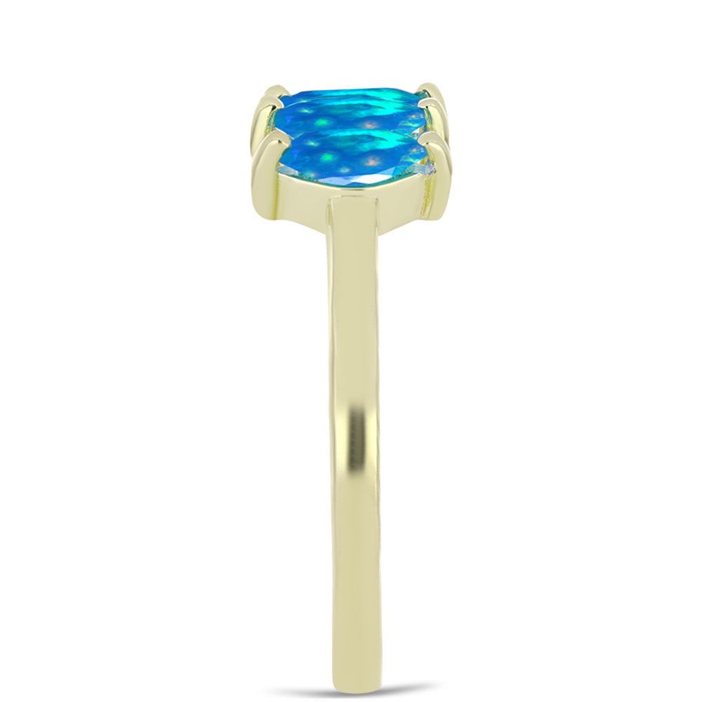 Anillo de Plata Bañada en Oro con Ópalo Paraíso de Etiopia 4 