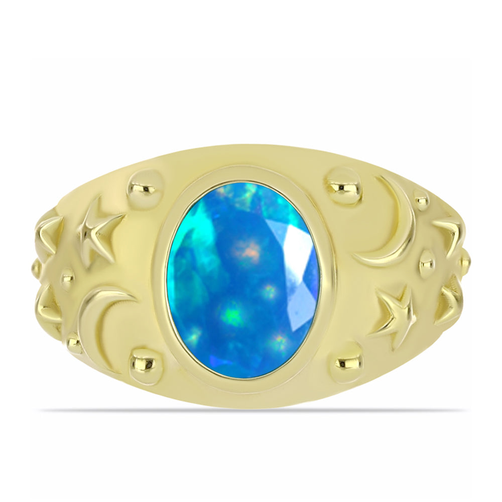 Anillo de Plata Bañada en Oro con Ópalo Paraíso de Etiopia 1 