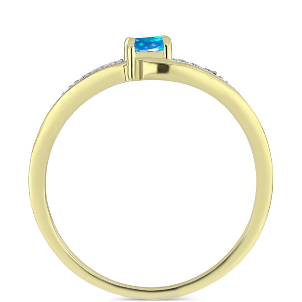 Anillo de Plata Bañada en Oro con Ópalo Paraíso de Etiopia y Topacio Blanco 2 