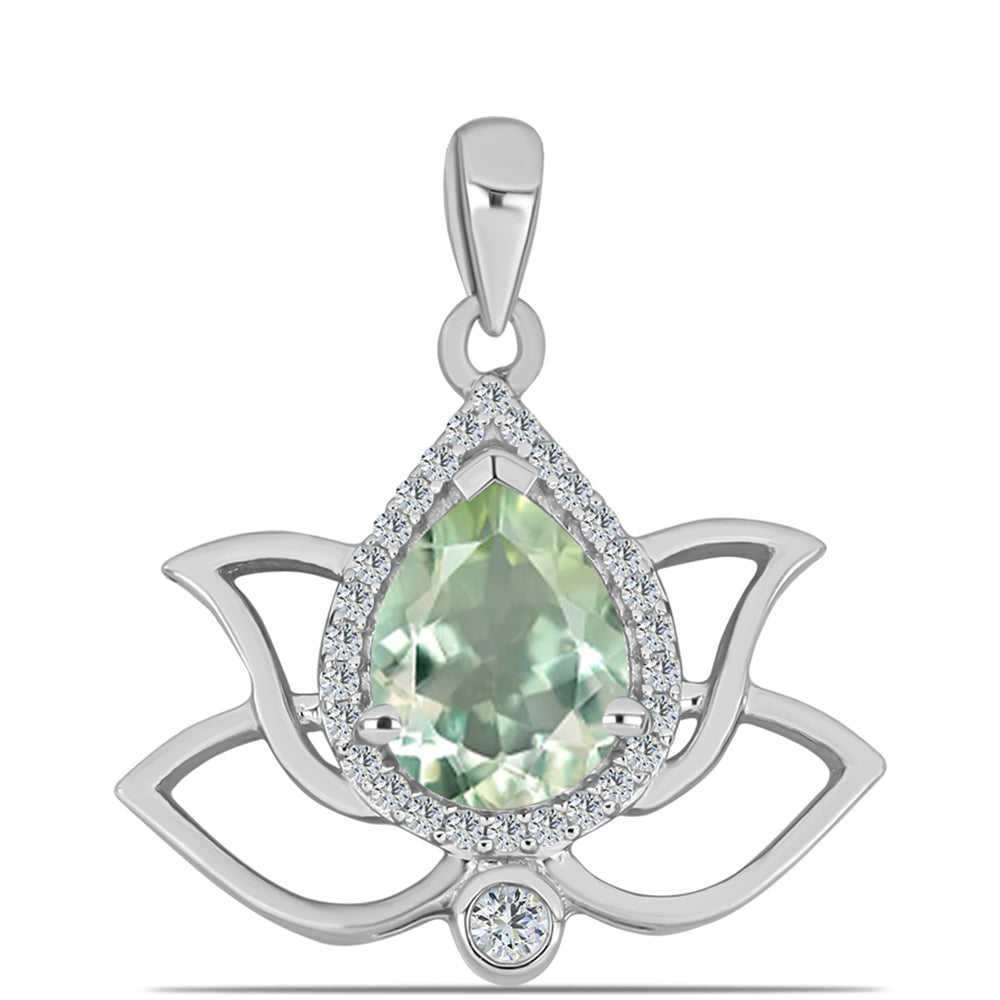 Colgante de Plata con Amatista Verde y Topacio Blanco 1 