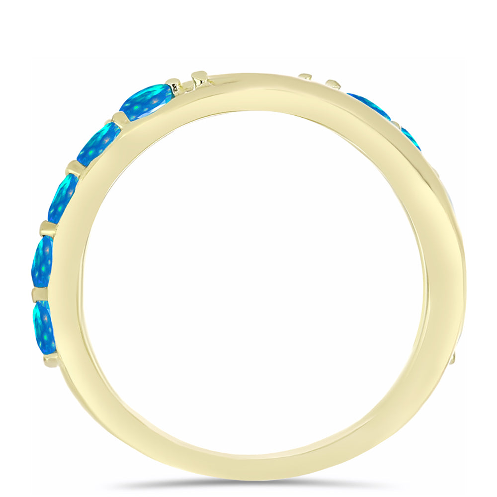 Anillo de Plata Bañada en Oro con Ópalo Paraíso de Etiopia 2 