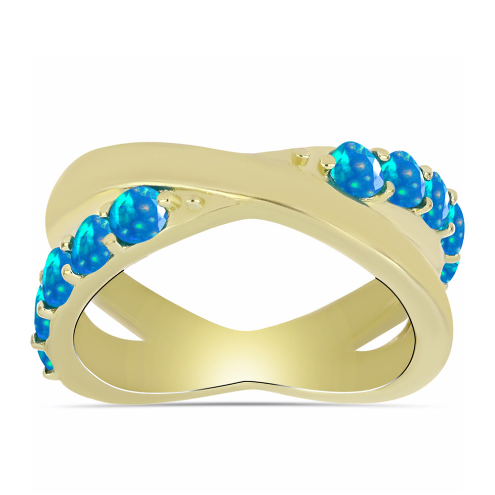 Anillo de Plata Bañada en Oro con Ópalo Paraíso de Etiopia