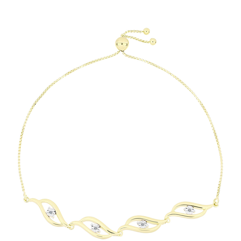 Pulsera de Plata Bañada en Oro con Diamante blanco 1 