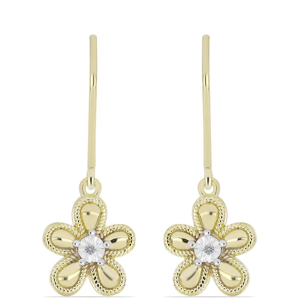 Pendientes de Plata Bañada en Oro con Diamante blanco 1 