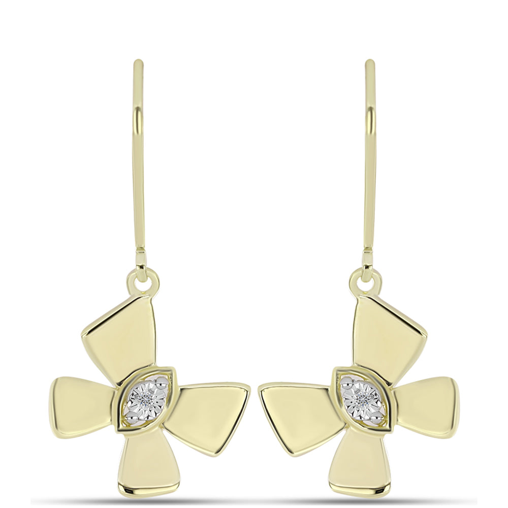 Pendientes de Plata Bañada en Oro con Diamante blanco 1 