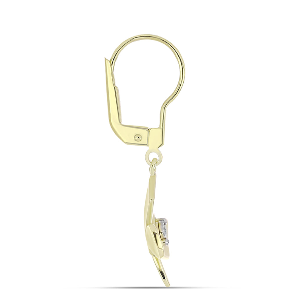 Pendientes de Plata Bañada en Oro con Diamante blanco