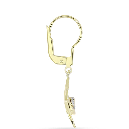 Pendientes de Plata Bañada en Oro con Diamante blanco