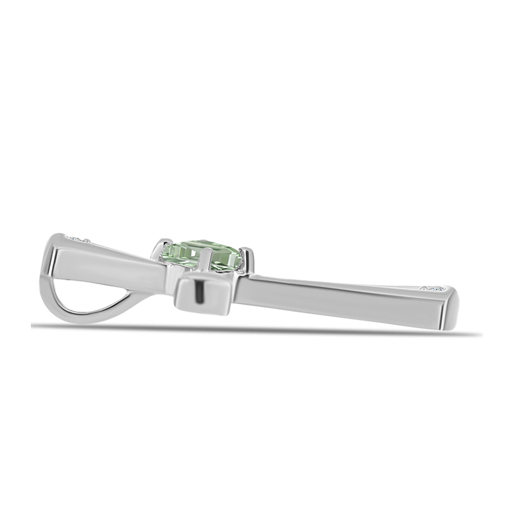 Cruz Colgante de Plata con Amatista Verde y Topacio Blanco