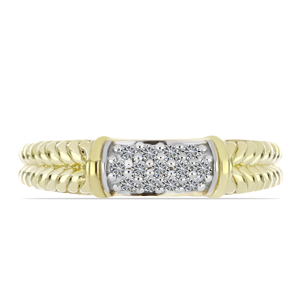 Anillo de Plata Bañada en Oro con Diamante blanco 2 