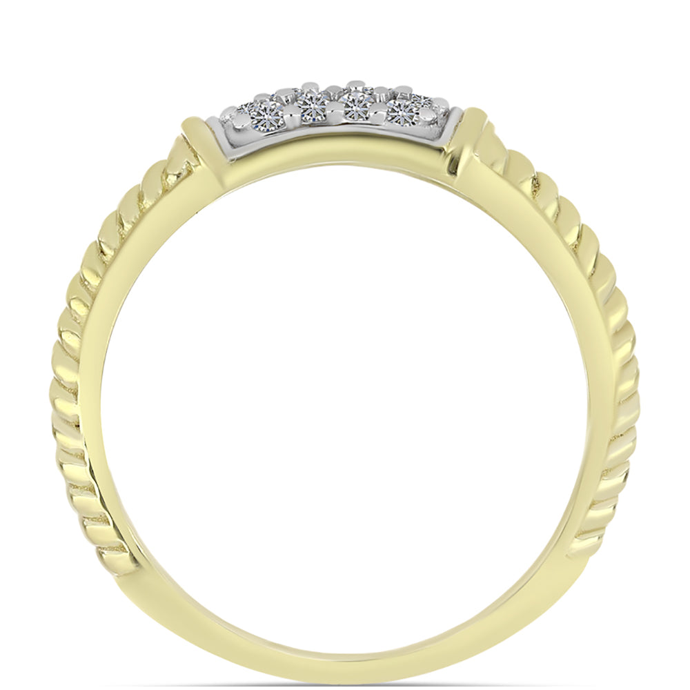 Anillo de Plata Bañada en Oro con Diamante blanco 3 