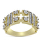 Anillo de Plata Bañada en Oro con Diamante blanco y Topacio Blanco
