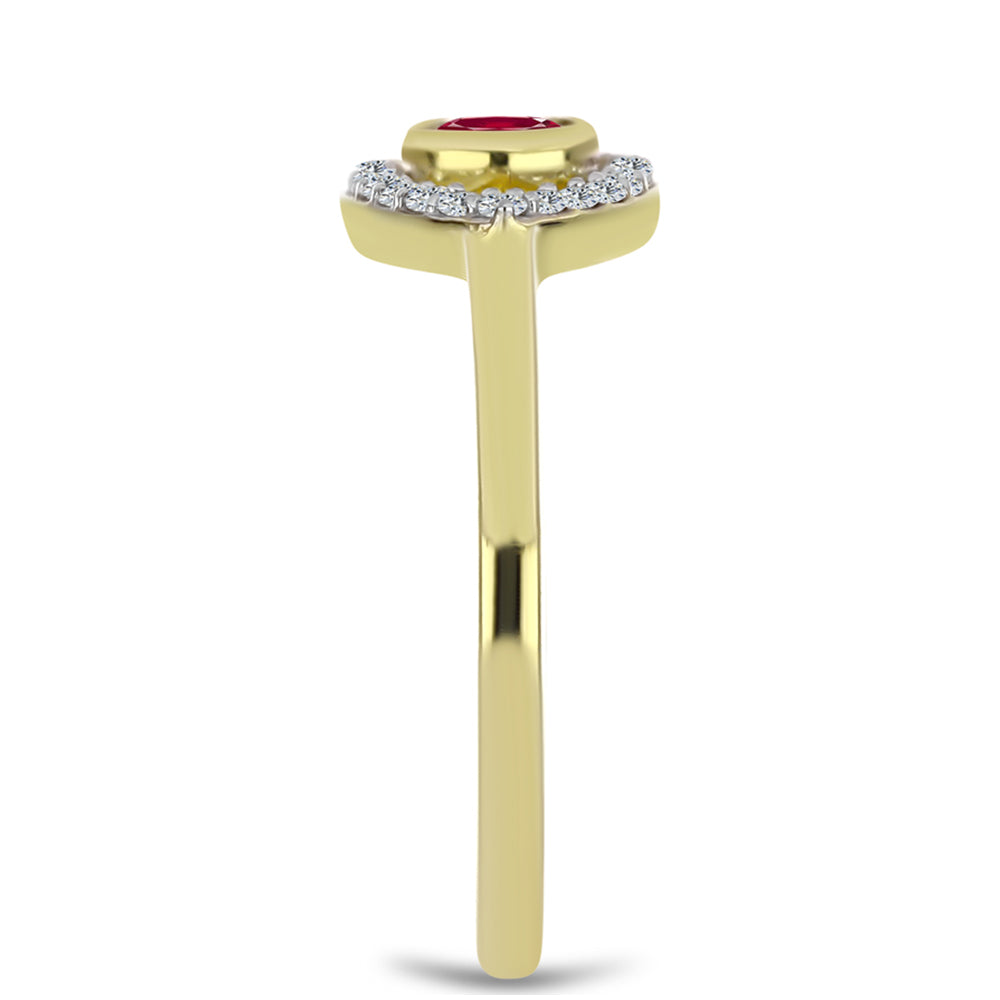 Anillo de Plata Bañada en Oro con Rubí de Madagascar y Topacio Blanco 4 