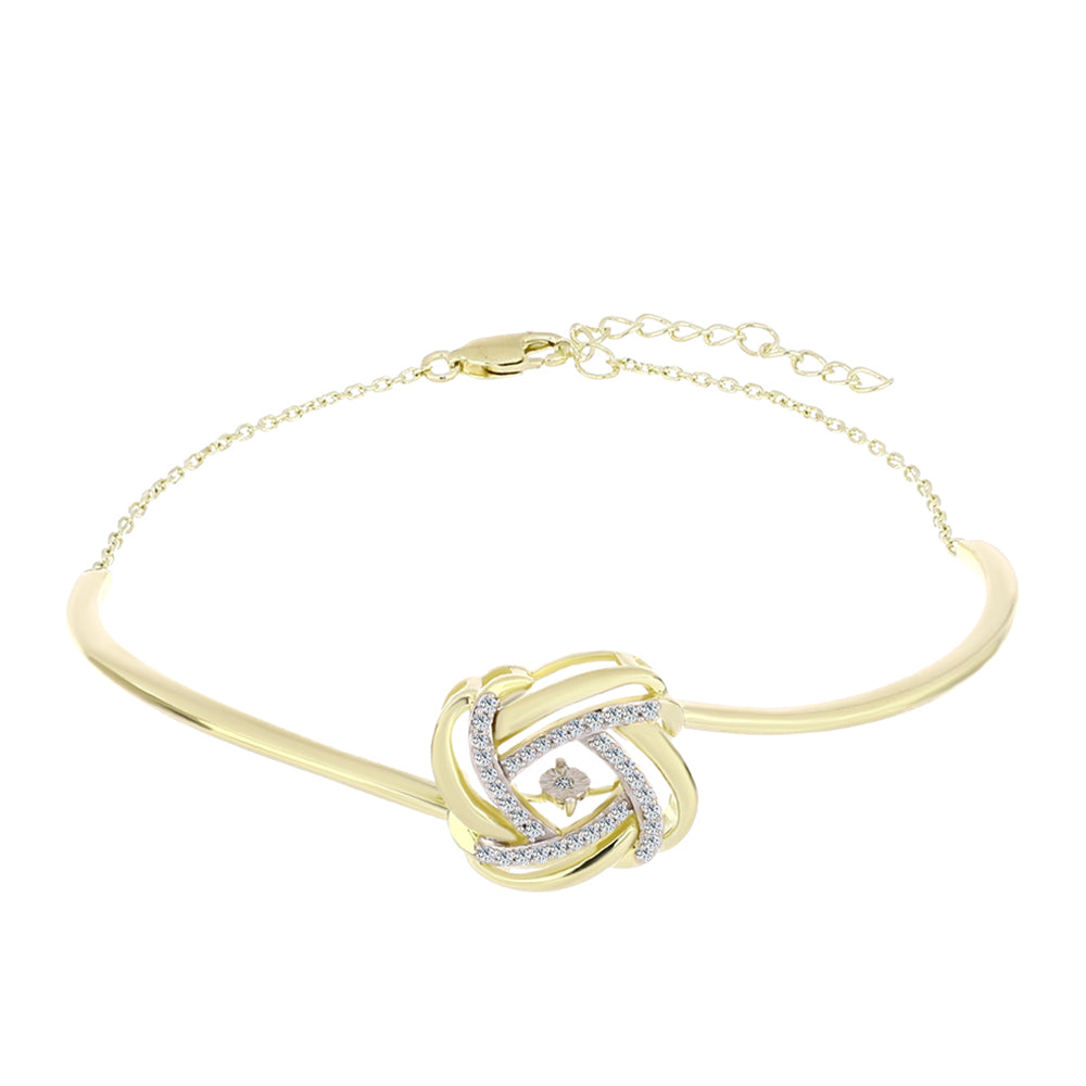 Pulsera de Plata Bañada en Oro con Diamante blanco y Topacio Blanco
