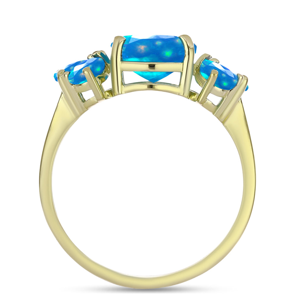 Anillo de Plata Bañada en Oro con Ópalo Paraíso de Etiopia