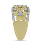 Anillo de Plata Bañada en Oro con Diamante blanco y Topacio Blanco