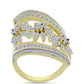 Anillo de Plata Bañada en Oro con Diamante blanco y Zircón Blanco