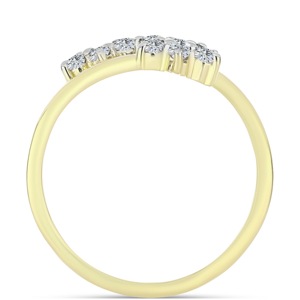 Anillo de Plata Bañada en Oro con Diamante blanco y Topacio Blanco 2 