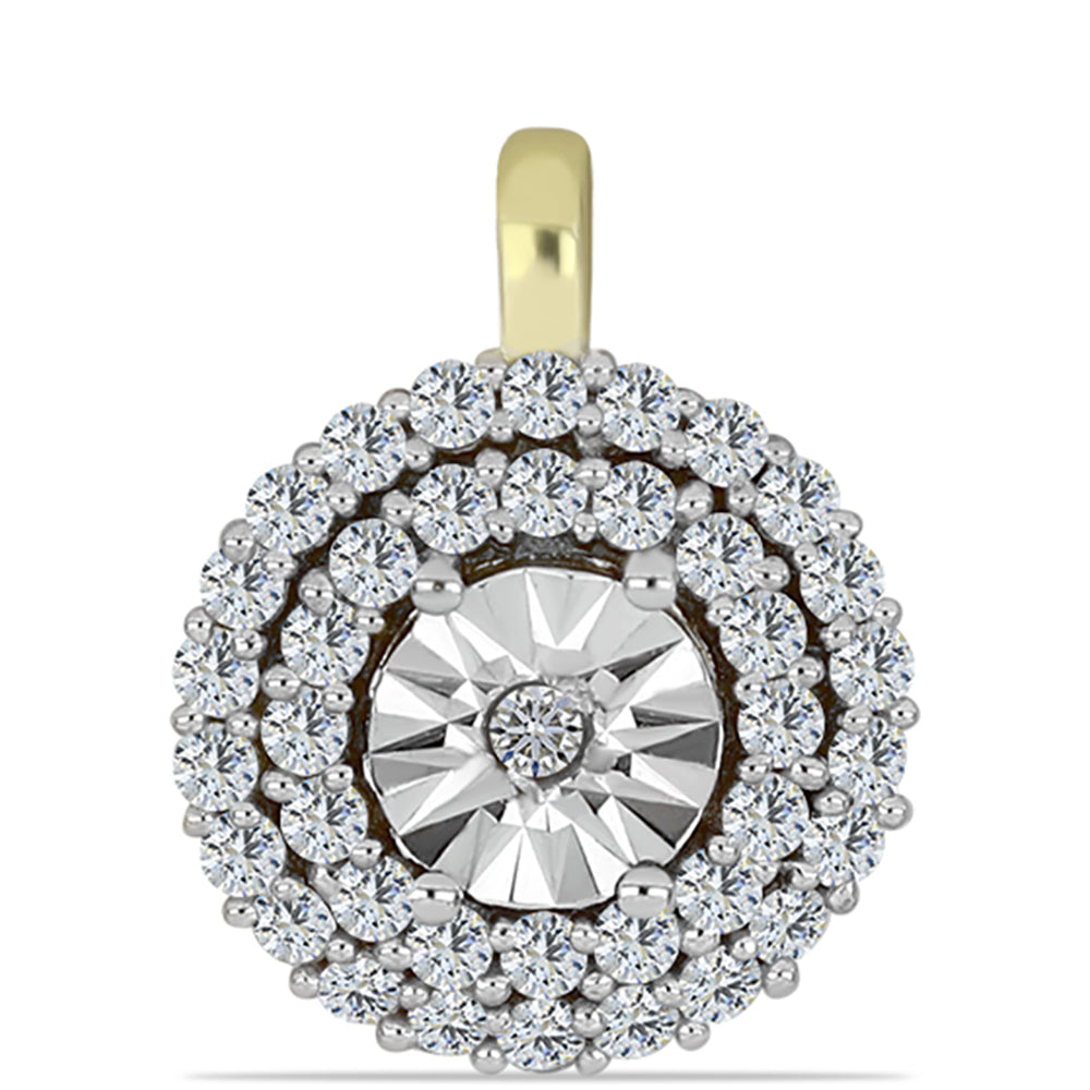 Colgante de Plata Bañada en Oro con Diamante blanco y Topacio Blanco 1 