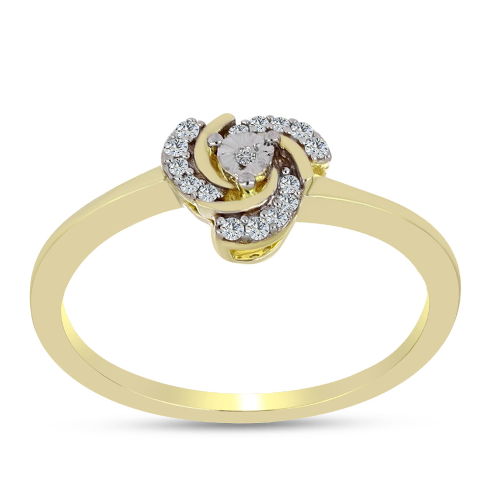 Anillo de Plata Bañada en Oro con Diamante blanco y Topacio Blanco
