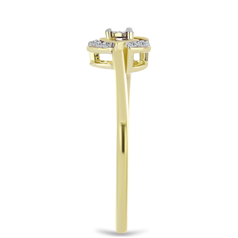 Anillo de Plata Bañada en Oro con Diamante blanco y Topacio Blanco