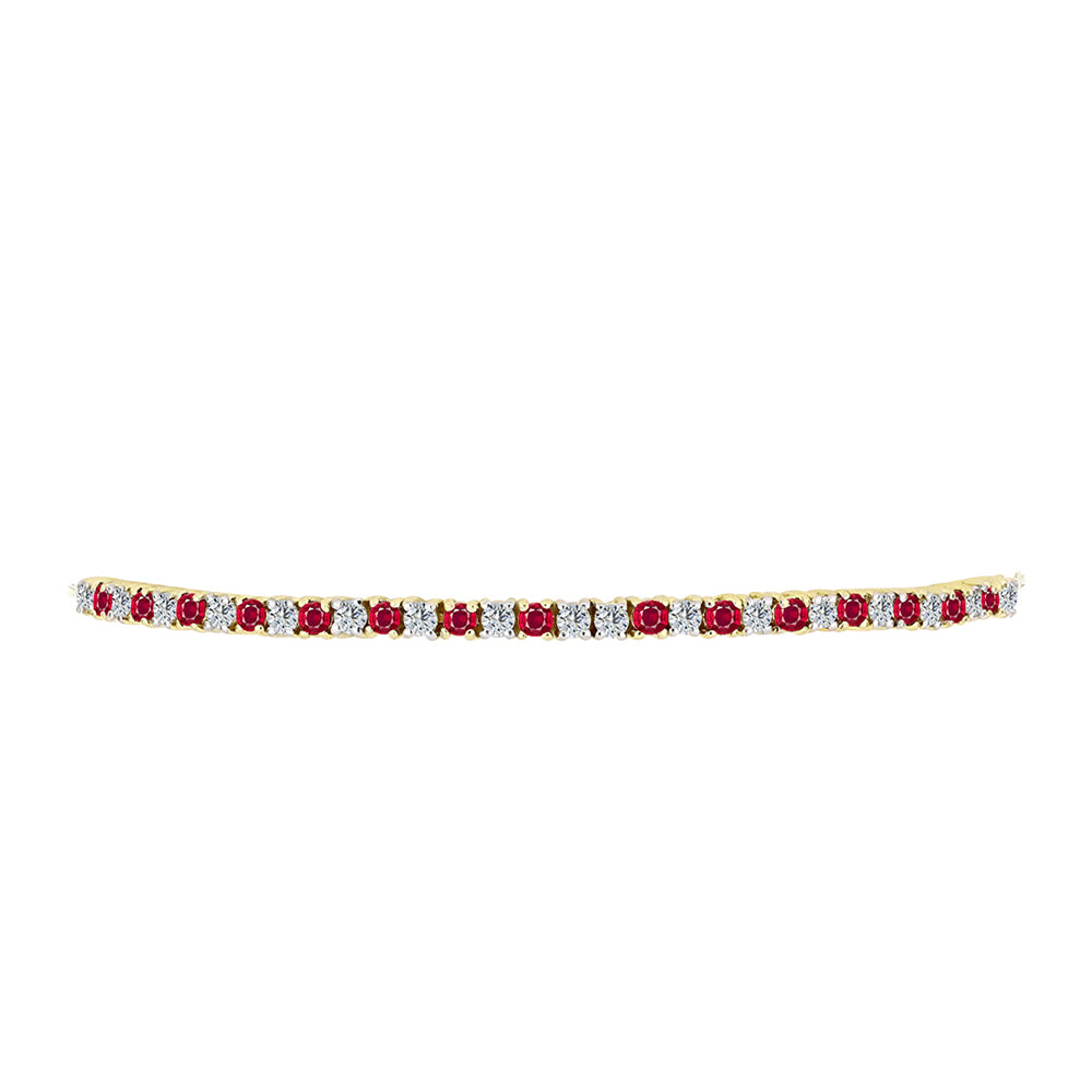 Pulsera de Plata Bañada en Oro con Rubí de Madagascar y Topacio Blanco 2 
