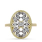 Anillo de Plata Bañada en Oro con Diamante blanco y Topacio Blanco