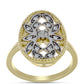 Anillo de Plata Bañada en Oro con Diamante blanco y Topacio Blanco