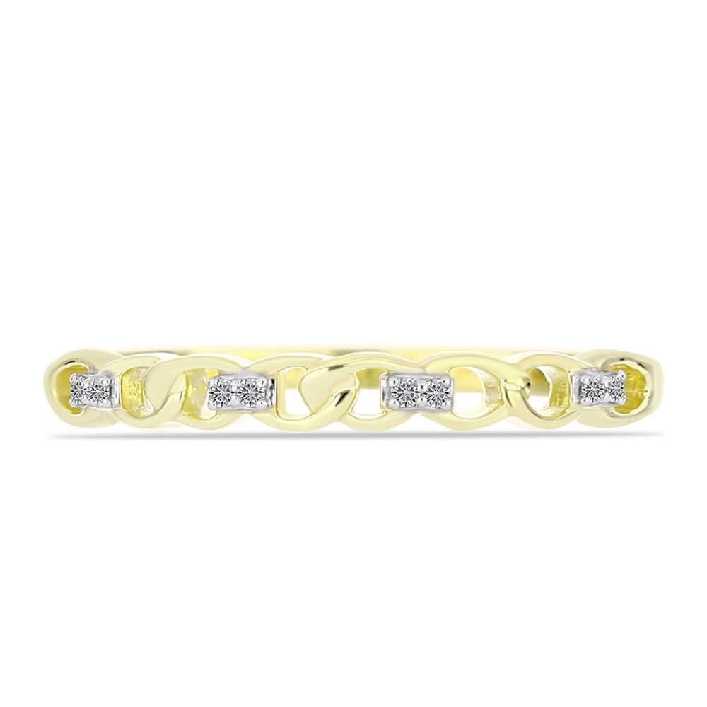 Anillo de Plata Bañada en Oro con Diamante blanco 2 