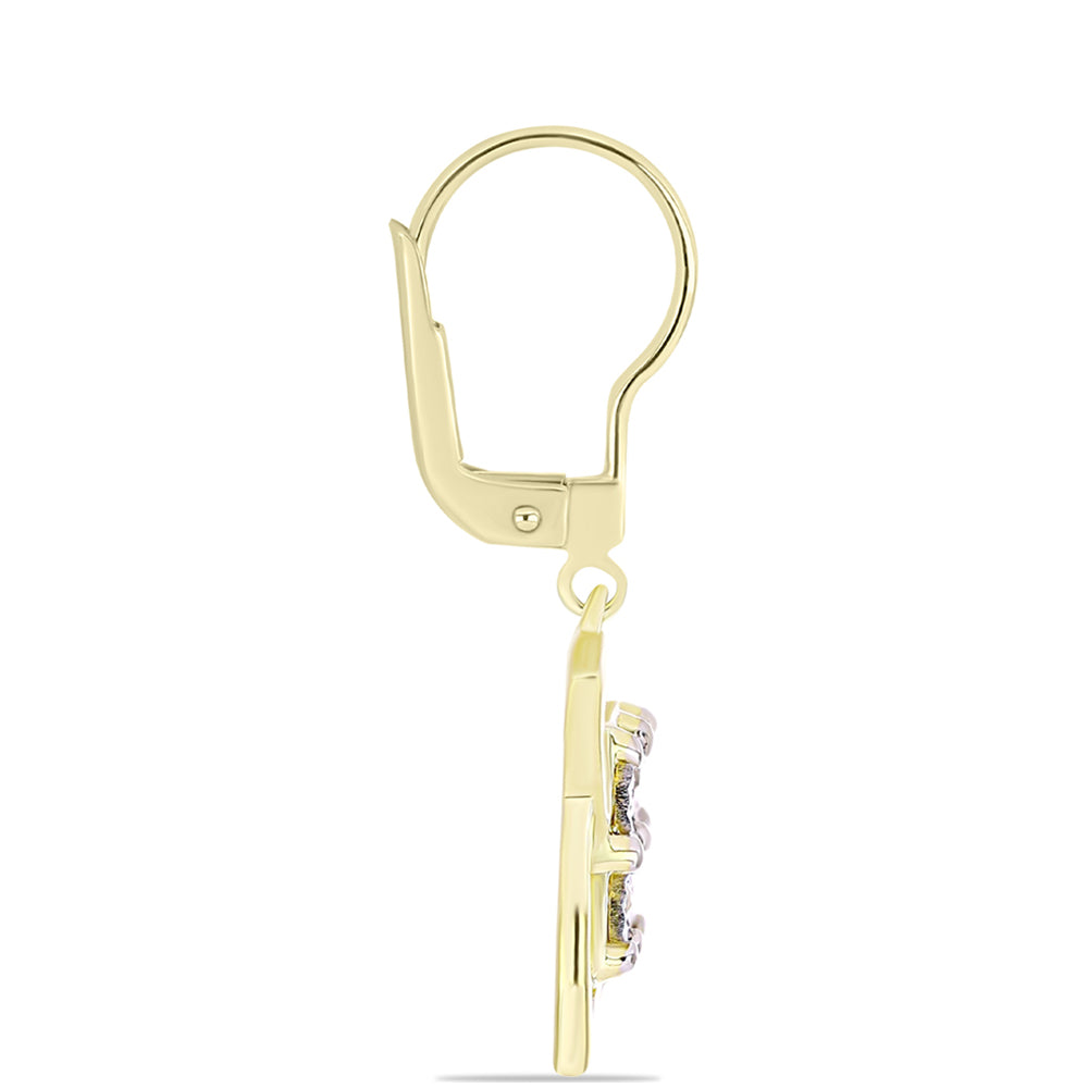 Pendientes de Plata Bañada en Oro con Diamante blanco 2 